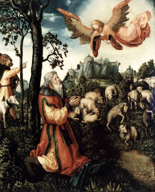 The Annunciation to Saint Joachim,<br> Lucas Cranach the Elder.