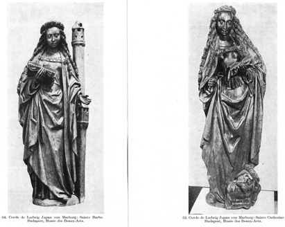 Figures of Saint Barbara and<br>Saint Catherine of Alexandria