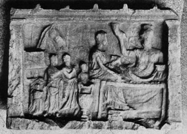A Greek Marble Hero Relief,<br>showing the Deceased at a Funerary Banquet